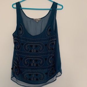 blue top with sequin beads